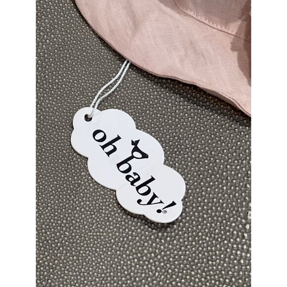 Oh Baby Linen Pink Sun Hat With Removable Flower M - Picture 3 of 4